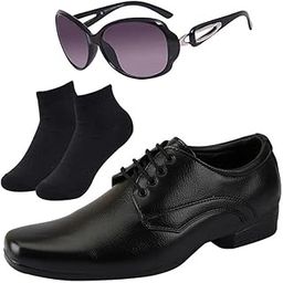 l Men Black Lace Formal Shoes with Black Socks & Women Cheri Black-image-7