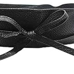 Imported Womens Soft Leather Wide Self Tie Waist Band Boho Dress Belt Black-image-5
