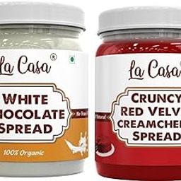 La Casa White Choco, Crunchy Red Velvet Cream Cheese Spread | Stevia Based | 100% Natural with added crunchies | Product of India | Combo of 2 | 2x350g |-21