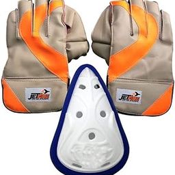JetFire Ibex Basic College Wicket Keeping Gloves Combo Abdominal Guard Cricket Kit (Multicolour)-image-49