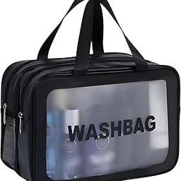 Washbag Dual Compartment Makeup Organiser Pouch, Cosmetic Bag, Travel Toiletry Bag for Men and Women - 30 x 20 x 14 Cm - Black-image-73