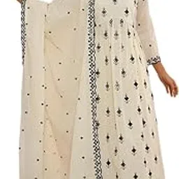 miss clothing Women's Cotton Blend Kurti Set, Embroidered Design, Traditional Ethnic Wear, Women's Embroidered Anarkali Kurta Pant Set with Dupatta | A-line fit-picture-5
