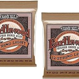 2 PACK Ernie Ball P02153 Earthwood 12-string Light Phosphor Bronze Acoustic String Set .009 - .046-16