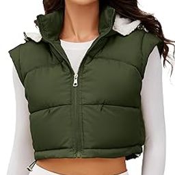 Women's Puffer Vest Hooded Button Down Zip Up Winter Outerwear Vests with Pockets-image-66