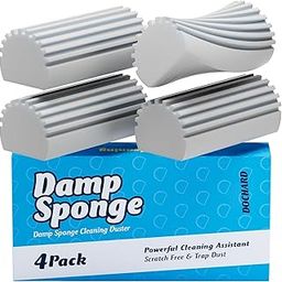 DOCHARD Damp Cleaning Sponge Duster, 4-Pack Squishy Wet Reusable Non Scratch Sponges, Super Absorbent Sponge with Ridges for Household or Car - Grey-picture-31