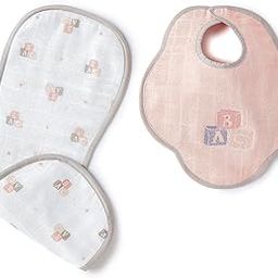 The White Cradle Baby Bib & Burp Cloth Set of 2 pcs - Large Size - 100% Organic Cotton, Soft Muslin Double Cloth, Absorbent-picture-20