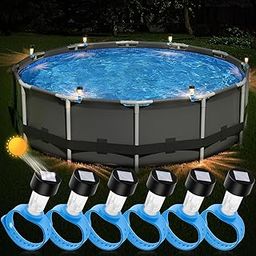 BITIWEND Solar Pool Lights 6 Pack Outdoor Lights for Framed Above Ground Pools, Waterproof Swimming Pool Accessories Lights, Outdoor Yard Garden Pool Decoration Night Light-image-0