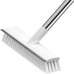 BuntyChiku Floor Cleaner Mop Brush Swiper with Strong Bristle | 2 in 1 Scrape Floor Scrubbing Brush with Long Handle | Tile Cleaner Broom Brush for Kitchen (White)-image-72