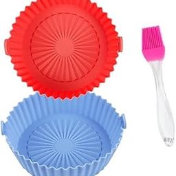 Air Fryer Silicone Liner Set, 2-Pack Round Basket with Brush, Reusable Baking Tray, Nonstick Cooking Accessories-image-95
