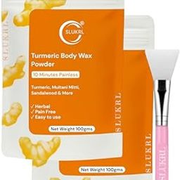 SLUKRL Herbal Hair Removal Cream, Quick, Easy & BAS-Free Wax Powder for Face & Body Turmeric Facial Wax Powder (200g)-image-83