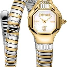 Ladies Two-Tone Snake Watch, Octagonal Mother of Pearl Dial, Crystal Accents-picture-51