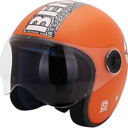 Sage Square ISI Certified Guardian Cruiser Open face Helmet for Cruiser Bike Royal Enfield and Others (Large, Orange Matte), ABS-28