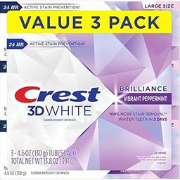 Crest 3D White Brilliance Vibrant Peppermint Toothpaste, 4.1Oz, Twin Pack-10