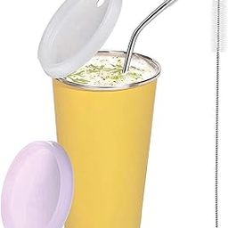 PARABRAHMA Stainless Steel Sipper for Kids with Straw Glass for Kids Milk Tumbler with Straw and Lid Sippy Cup with Gum Protection for Kids Straw and 1 Cleaning Brush (300 ml, 1-4 Years (Yellow)-picture-22