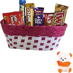 SFU E Com Attractive Chocolate Basket Hamper | Valentine Love Teddy Bear With Chocolate Combo | Valentine Chocolate Hamper | 156-8