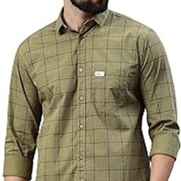 Men Comfort Slim Fit Opaque Checked Pure Cotton Casual Shirt-image-43