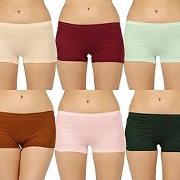 Multicolor Regular Cotton Normal Plain Boyshorts for Women (Pack of 6)-image-14