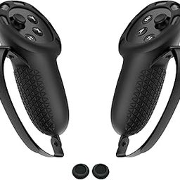 Controller Grips Cover Compatible with Meta/Oculus Quest 3 Accessories (Black)-1