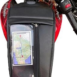 UNIWARE® Bajaj Pulsar N150/N160/N250/F250/P150 Leather Scratch Proof Tank Cover/Tank Bag - Transparent Mobile Touch Pocket/Holder Tank Cover (Black)-13
