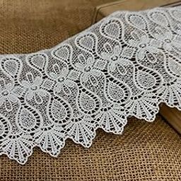 ORIENT LACE CRAFT Elegant Off-White Lace Border – 11.5 cm Wide, 5 Yards I (4.5 mtr) | Perfect for Rida, Suits, Sarees, Dupattas & DIY Craft Projects.-21