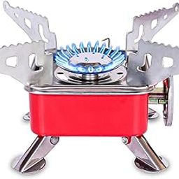 Camping Gas Stove | Portable Gas Stove For Camping Cooking Set | Ultra light |Small For Traveling | Camping Accessories For Outdoor | Red & Silver (1 Gas stove)-image-94