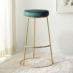 Dence Store Perfect Dining Chairs for Kitchen Islands, These Velvet Counter stools are upholstered, Round-Height, and Have a footrest. They are a Modern bar Chair Set. Dark Green Gold-image-26