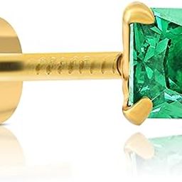 Square Shape Black Diamond 14K Pure Yellow Gold Nose Pins Studs Diamond Nose Pins For Women And Girl-image-38