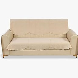 Yellow Weaves 3 Seater Quilted Sofa Cover and Chair Cover, Seat & Back Cover, Color - Beige, Velvet-image-46