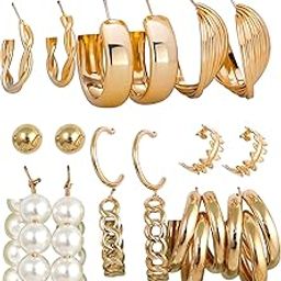 Earrings For Women Fashion Gold Plated Pearl & AD Studs Earrings For Women Girls Fashion Jewellery Earrings Combo Love Gift For Sister-image-58