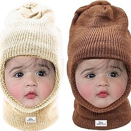 Kidbee Baby Boys & Girls Soft Wool/Woolen Monkey Winter Cap (Pack of 2)-image-9