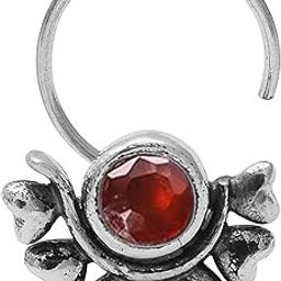 Stone Nose Pin Wire Nose Pin in Pure 92.5 Sterling Silver-image-96