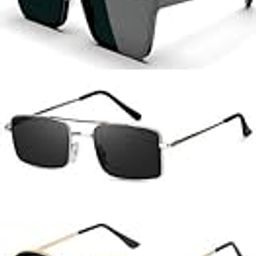 Unisex combo offer pack of 5 shades Unisex Fashion Sunglasses Set, 5 Pairs, Metal Frame, Black and Silver - Combo5-2399-image-54