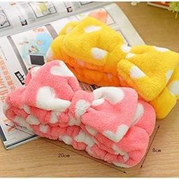 Facial Spa Makeup Cleansing Cute Bow Velvet Elastic Headband for Women Multicolor (Pack of 2)-49