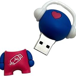 CleverlyGifted_64GB_Cute Music Lover USB Flash Drive, Blue and Red Character Design with Headphones, 3D Cartoon Style_Generic-12