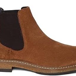 Tan Genuine Suede Leather Casual Chelsea Elastic Boots For Men-image-35