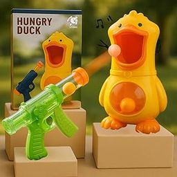 Storio Hungry Duck Feeding Toy with Blaster Gun | Air-Powered Soft Ball Shooting Toy with Sound | Indoor Outdoor Fun Game for Kids 3+ Years | Interactive Learning Gift for Boys & Girls-image-6