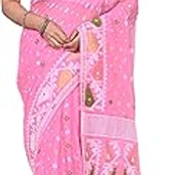 Women`s Traditional Bollywood Floral Jamdani Cotton Silk Saree with Handloom Desing with Blouse Piece-image-35
