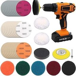 3 Inch Car Headlight Restoration Kit, Car Polishing Sanding Discs Assortment 2000 to 10000 Grit with 1/4 Inch Shank Backing Pad, Scouring Pads, Soft Interface Pad, Woolen Buffer Pads, 39PCS-picture-5
