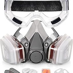 Respirator Mask with 6001CN Activated Carbon Filter&Goggles Set - Reusable Half Face Cover Dust mask, for Painting, Organic Vapor, Welding, Polishing, Smells, Woodworking and Numerous Work Protection-9