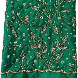 Maggam Green Aari Work Blouse Piece Material - 1 Meter Unstitched Fabric for Women-image-66