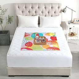 Aazeem Waterproof Bed Server | Food Mat | Bedsheet Protector | Non - Reversible in 3D Printed with Laminated Nonwoven Back| Multicolor|-1