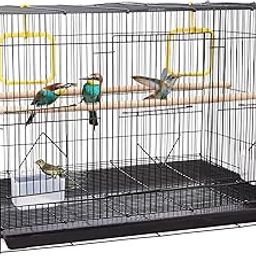Amazon Basics Metal Bird Cage with 2 Gates, 24 Inches | Ideal for Lovebirds, Parrots, Parakeets, Budgies, & Cockatiels | Water Feeder, Seed Feeder, Wooden Perches, Bird Swings, & Detachable Tray-26