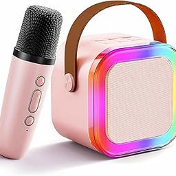 WISHKEY Mini Bluetooth Speaker with Wireless Karaoke Mic, in-Built USB Rechargeable Battery with Music and Light Effects, Portable Bluetooth Connectivity Speaker, (Pink, Pack of 1)-13