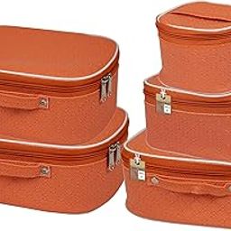atorakushon® Fabric Makeup Storage Box Travelling Vanity Cosmetic Toiletry Bag Necklace Wardrobe Organizer Jewellery Pouch for Women (Peach)-image-19