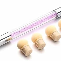 SHILLS PROFESSIONAL S Double-Headed Gradient Brushes Acrylic Rhinestone Handle Sponge Nail Art Brush For Ombre Gradient Nails Manicure Tool Pink-15