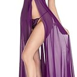 Women Lingerie Lace Babydoll High Split Maxi Long Gown Maternity Dress Night wear Sleep wear Nighty for Honeymoon-image-77