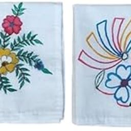 Women's Handmade Embroidered Hand-crafted 100% Pure Cotton Handkerchief (12x12 inches) - Set of 2 | Extra Soft and Super Absorbent Handkerchieves | Hanky For Women-image-80