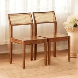 X went Furniture Solid sheesham Wooden Cane Chair Connection Terra Brown Sheesham Wood Dining Chair Set Off 2 (honet Finish top)-image-18