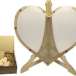 LOOM TREE® Heart Drop Box Wooden Frame Sign Party Indoor Wedding Guest Book Replacement with 60 Hearts | Wedding Supplies | Guest Books & Pens-19