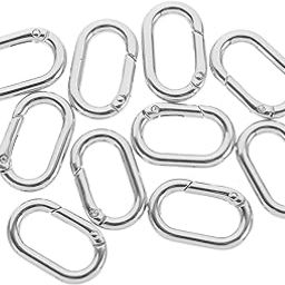 STOBOK Oval Spring Ring Buckle 10 Pack Heavy Duty Metal Carabiner Clip Swivel Hooks for DIY Projects Keychains Outdoor Activities-image-37